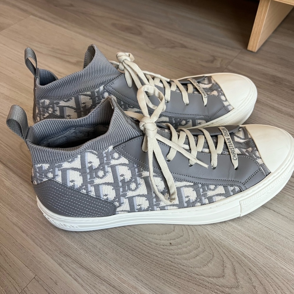 Dior Gray and White High-Top Sneakers